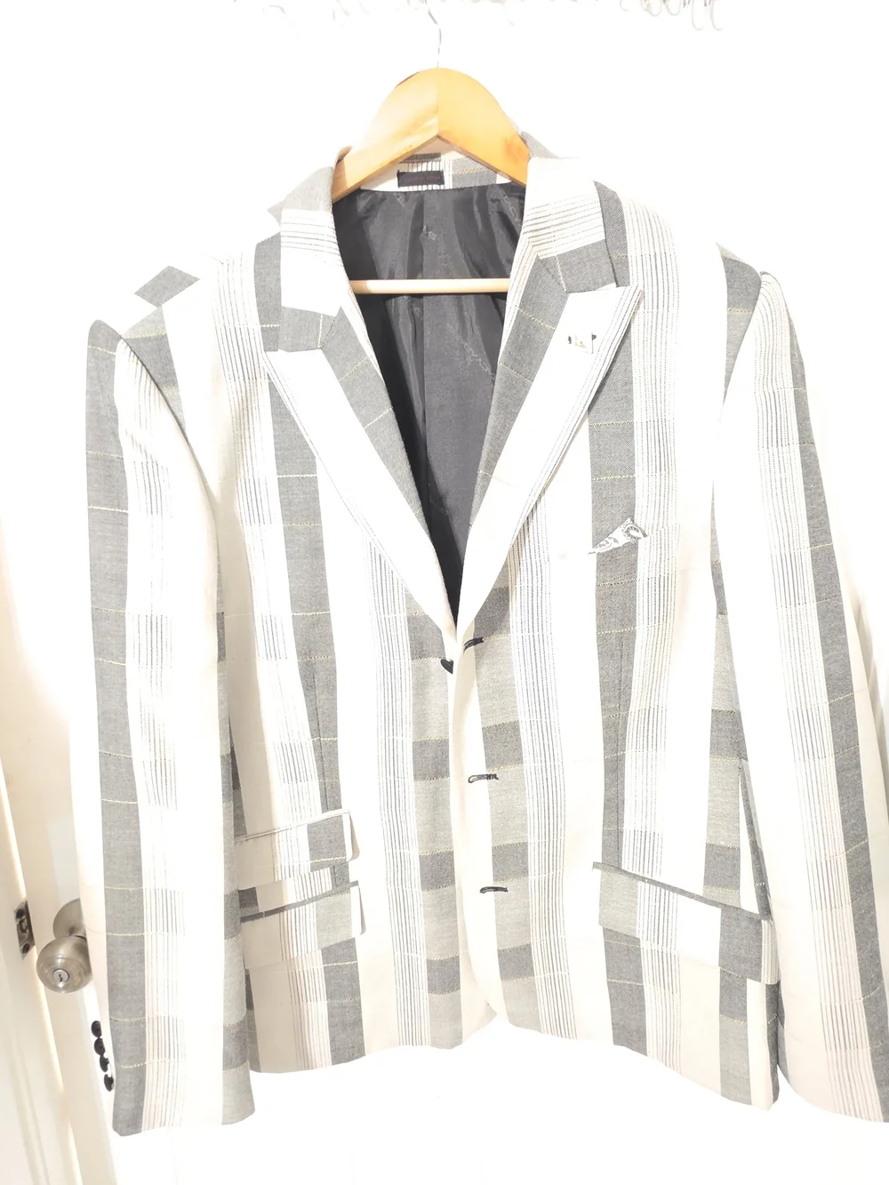 Men's Gray & White Vertical-Stripe Blazer - Stacey Adams